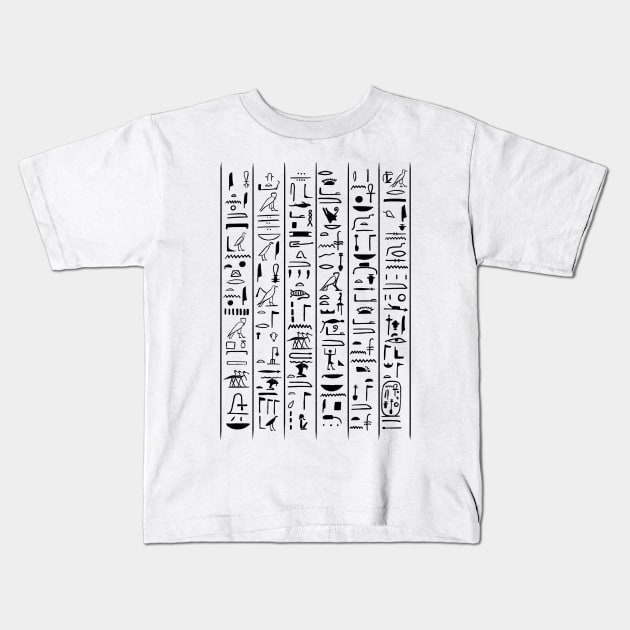 Hieroglyphic Letters Ancient Egypt Pharaohs Egyptology Gift Kids T-Shirt by basselelkadi